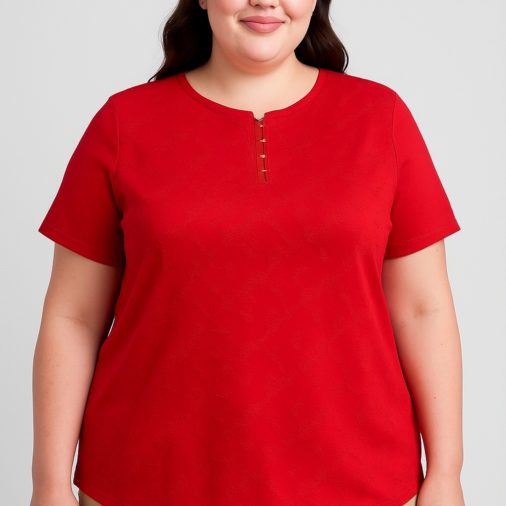 Chic Scarlet Short Sleeve Women's Top